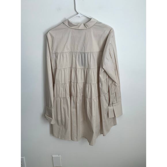 Renuar Gathered Back Big Shirt bone color NWT Size large‎ - Picture 1 of 7
